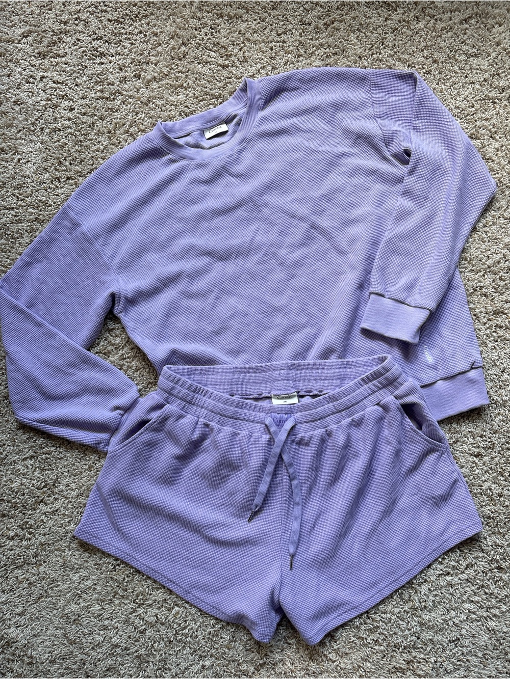 Comfrt Waffle Knit Sleepwear Set in Lavender Purple Shirt XL Shorts 2XL